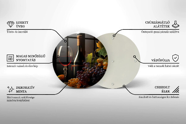 Chopping board glass A glass of wine and grapes