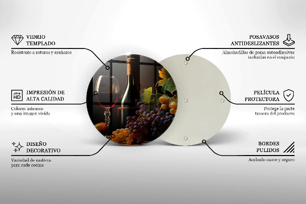 Chopping board glass A glass of wine and grapes