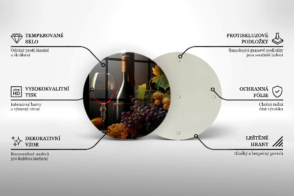 Chopping board glass A glass of wine and grapes