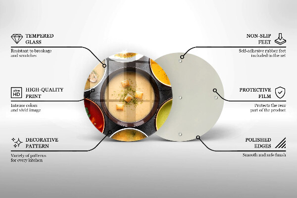 Chopping board glass Colorful soups