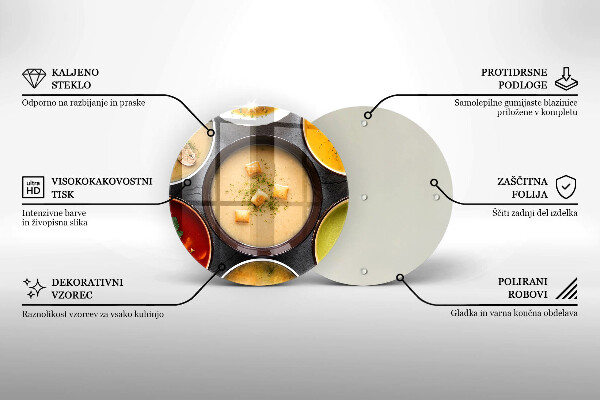 Chopping board glass Colorful soups