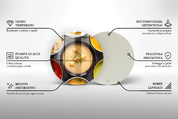Chopping board glass Colorful soups