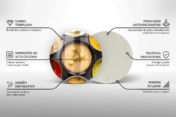 Chopping board glass Colorful soups