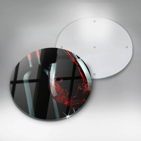 Chopping board glass A bottle of wine and a glass