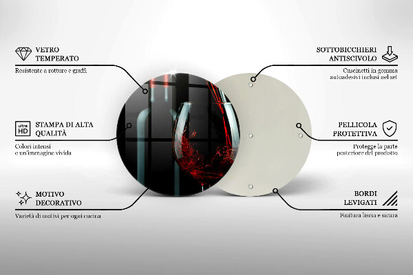 Chopping board glass A bottle of wine and a glass