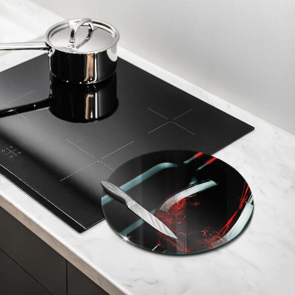 Chopping board glass A bottle of wine and a glass