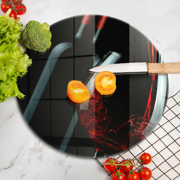 Chopping board glass A bottle of wine and a glass