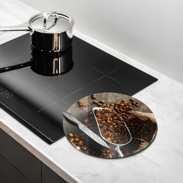 Glass cutting board Coffee in grains