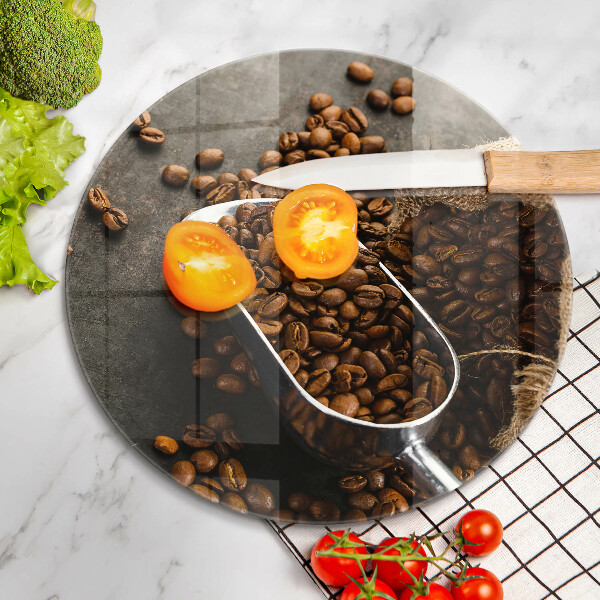 Glass cutting board Coffee in grains