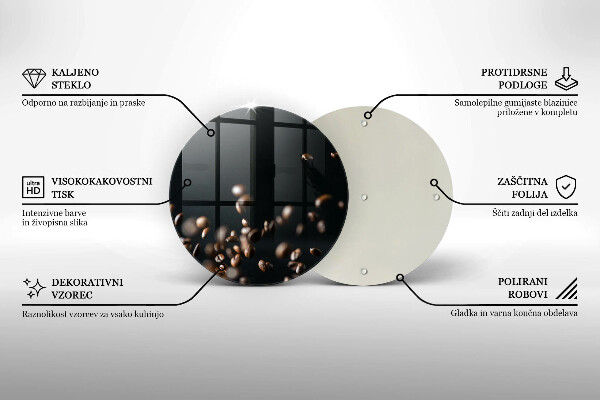 Glass cutting board Falling coffee beans