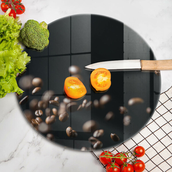 Glass cutting board Falling coffee beans