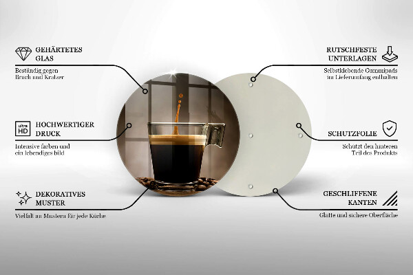 Chopping board Glass and coffee beans
