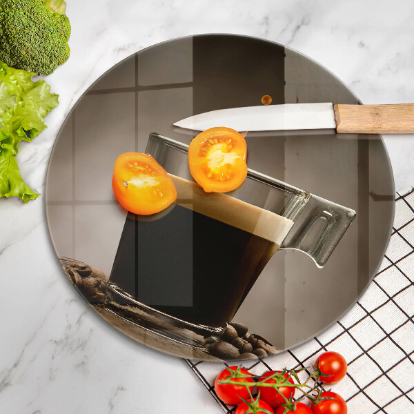Chopping board Glass and coffee beans