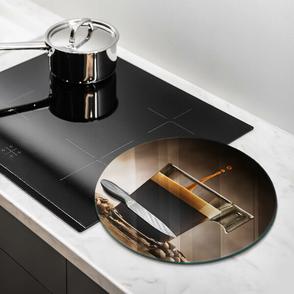 Chopping board Glass and coffee beans