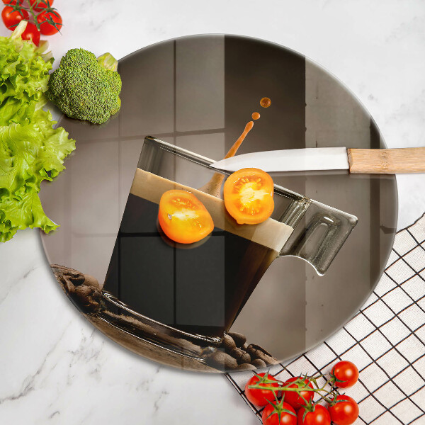 Chopping board Glass and coffee beans