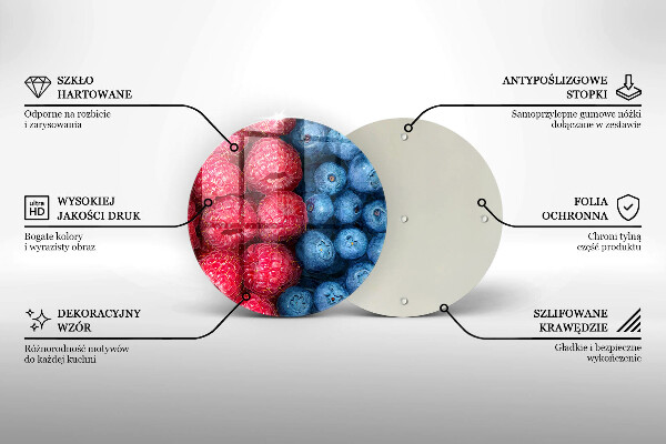 Chopping board Fruit of raspberry and blueberries