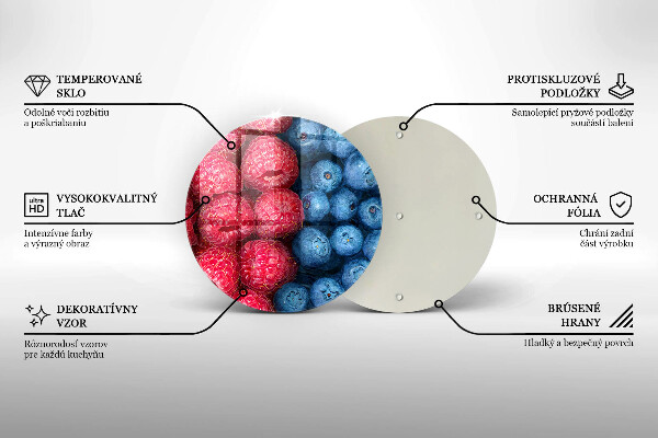 Chopping board Fruit of raspberry and blueberries