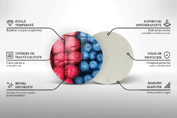 Chopping board Fruit of raspberry and blueberries