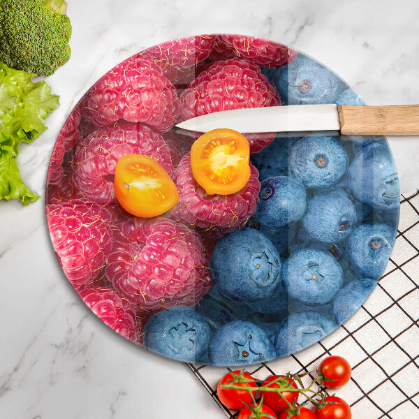 Chopping board Fruit of raspberry and blueberries