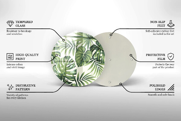 Glass cutting board Illustration of Monster leaves