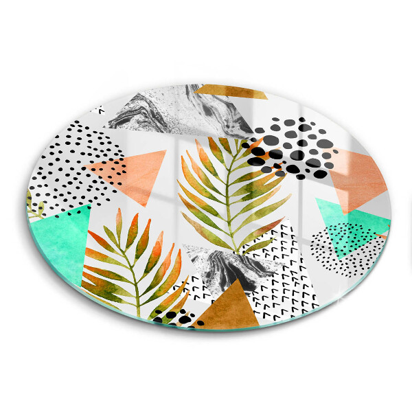 Glass cutting board Boho leaves pattern