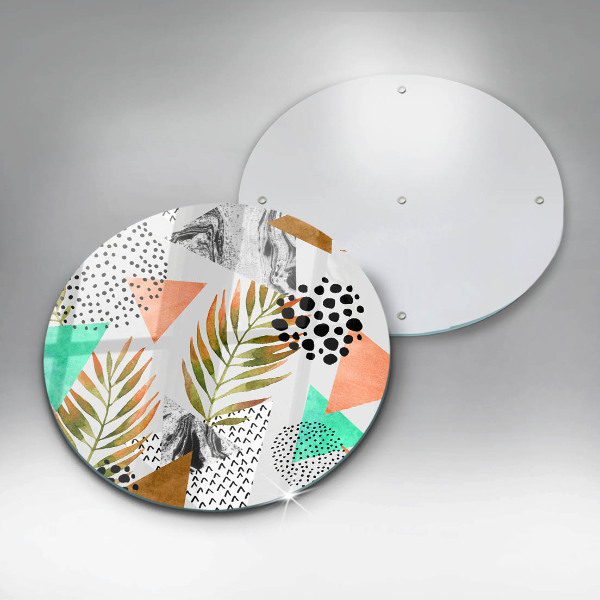 Glass cutting board Boho leaves pattern