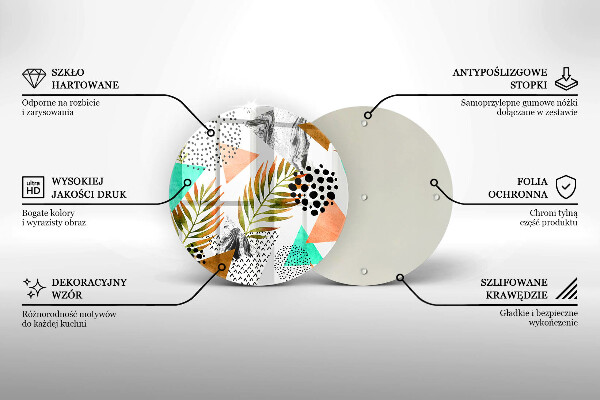 Glass cutting board Boho leaves pattern