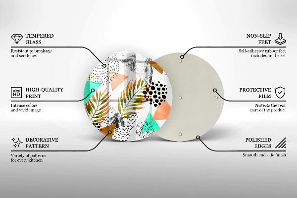 Glass cutting board Boho leaves pattern