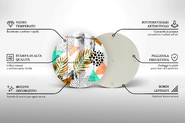 Glass cutting board Boho leaves pattern