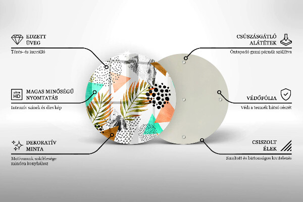 Glass cutting board Boho leaves pattern