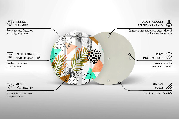 Glass cutting board Boho leaves pattern