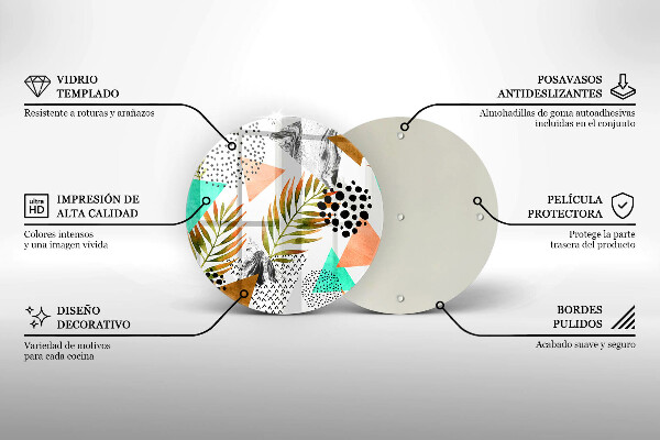 Glass cutting board Boho leaves pattern