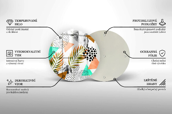 Glass cutting board Boho leaves pattern