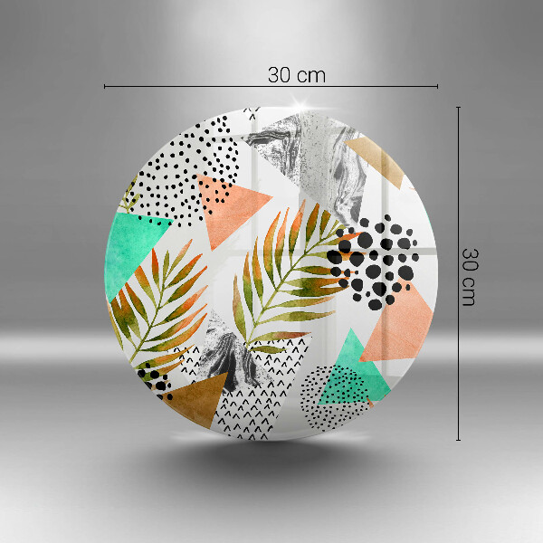 Glass cutting board Boho leaves pattern