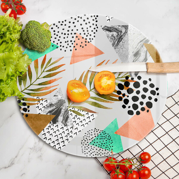 Glass cutting board Boho leaves pattern