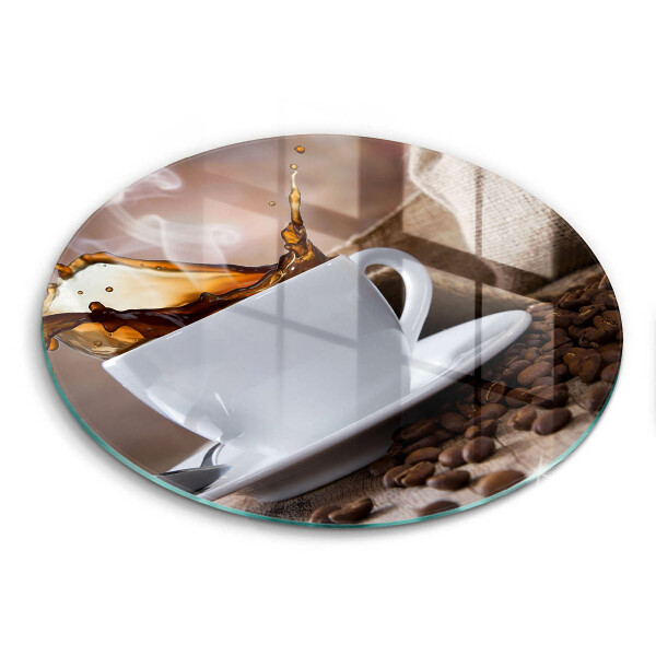 Chopping board glass Cup and coffee beans