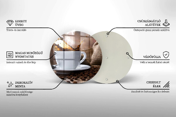 Chopping board glass Cup and coffee beans