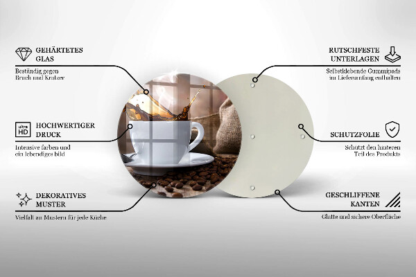 Chopping board glass Cup and coffee beans