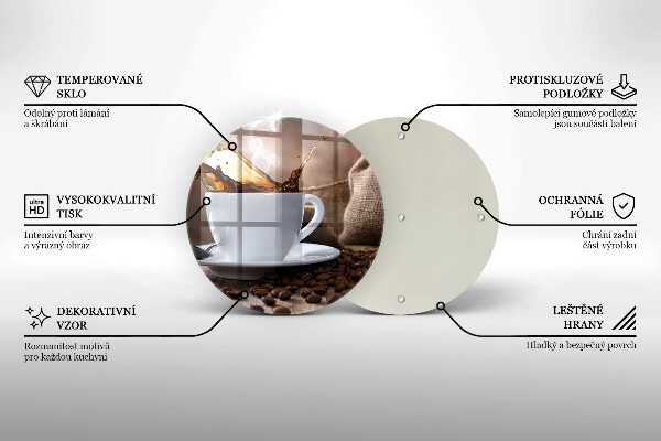 Chopping board glass Cup and coffee beans