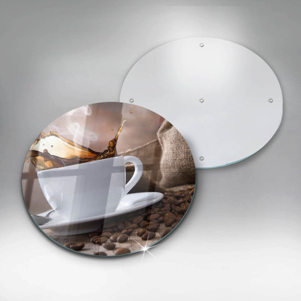 Chopping board glass Cup and coffee beans