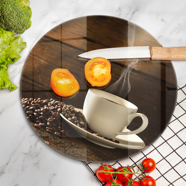 Chopping board glass Coffee cup wood