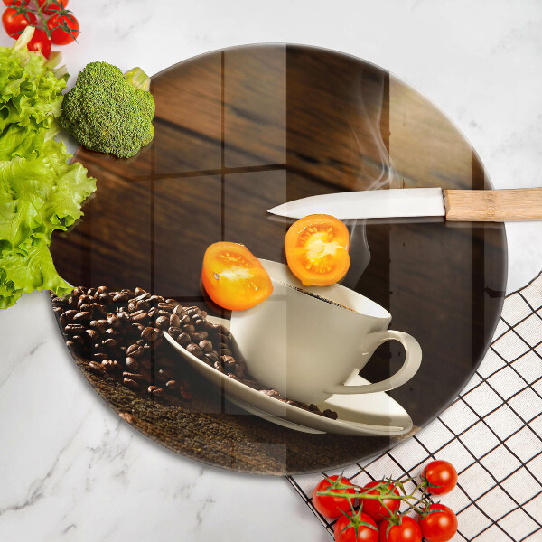 Chopping board glass Coffee cup wood