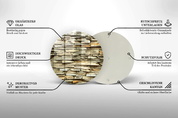 Chopping board glass Decorative stones