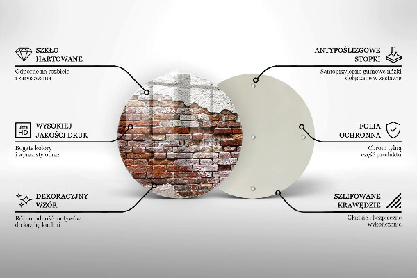 Chopping board glass Old wall of brick and concrete