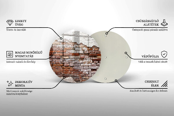 Chopping board glass Old wall of brick and concrete