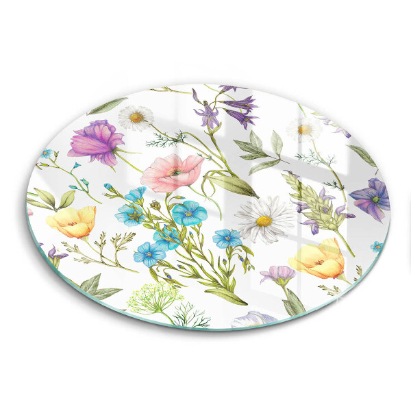 Chopping board glass Flowers illustration