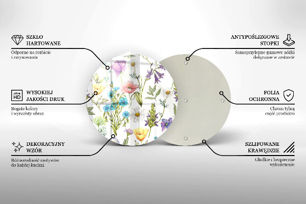 Chopping board glass Flowers illustration