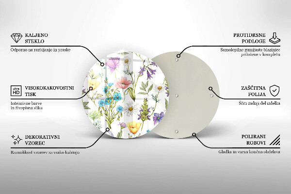 Chopping board glass Flowers illustration