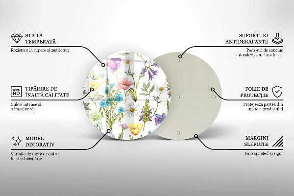 Chopping board glass Flowers illustration