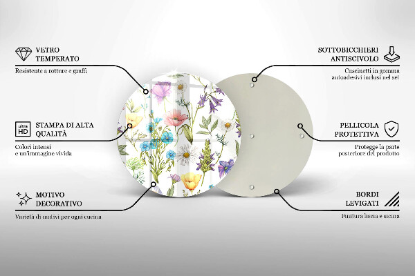 Chopping board glass Flowers illustration